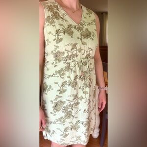Women’s Large White Stag Green Floral Dress